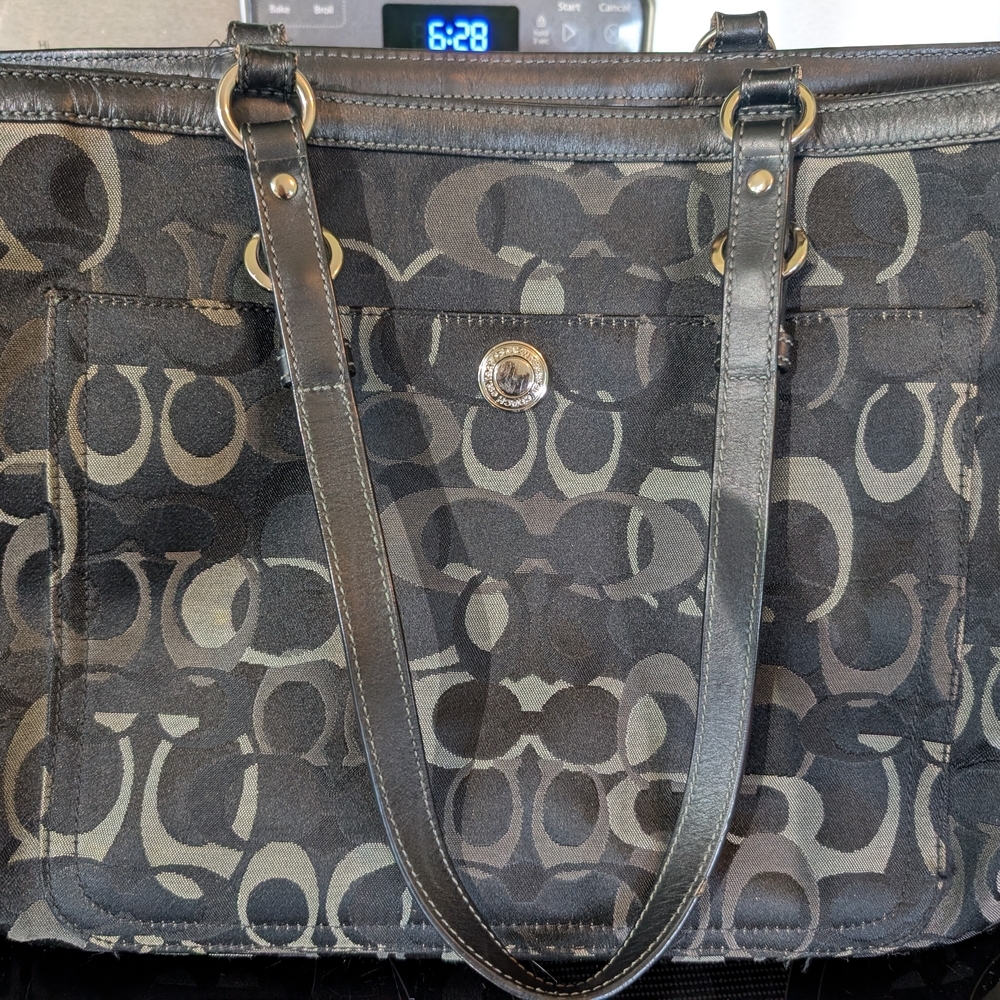 Coach Black Signature Canvas Tote